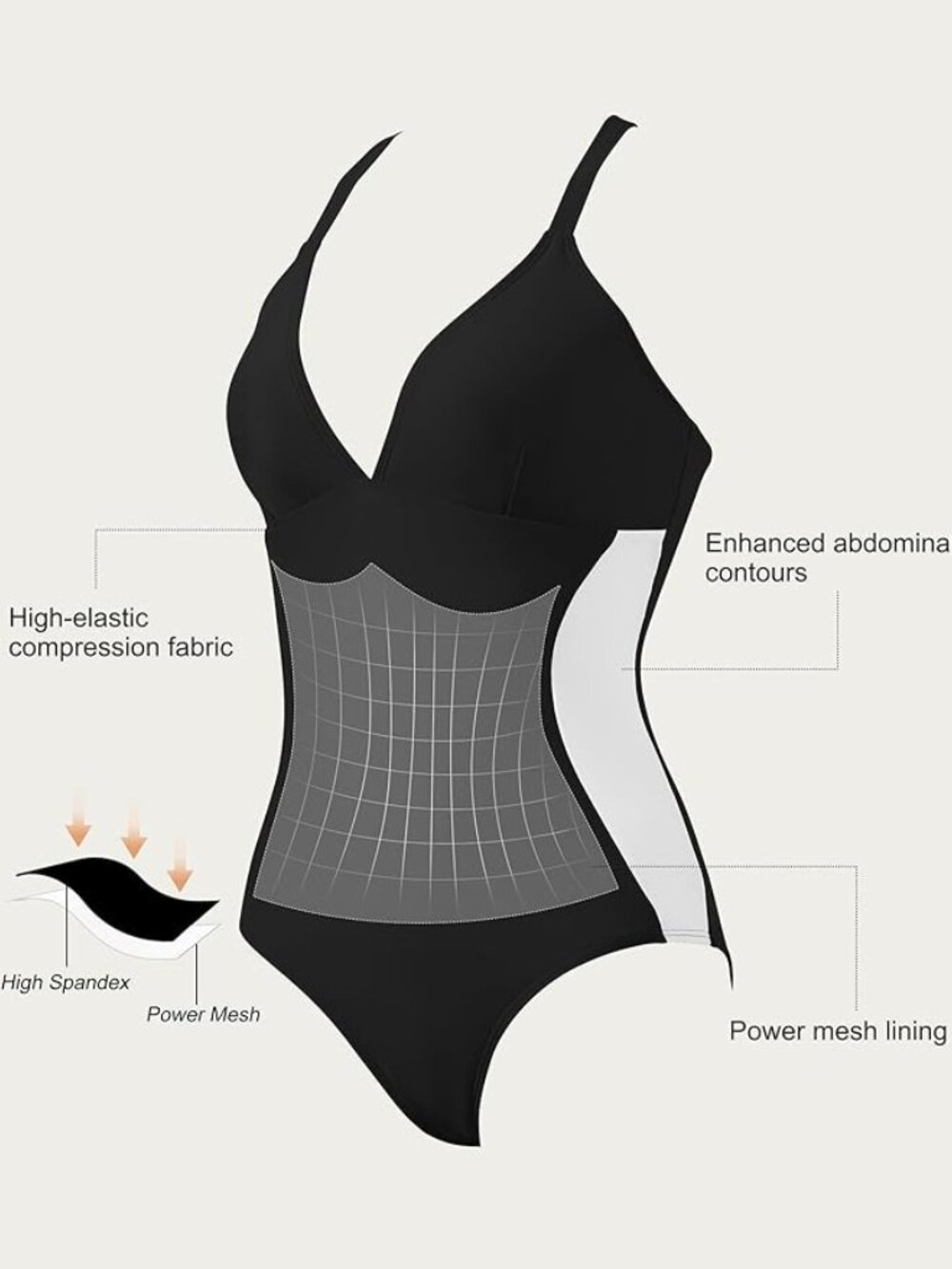 SUUKSESS -XL- Women Slimming Tummy Control One Piece Swimsuit Sexy Neck - Picture 5 of 8